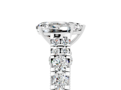 White gold Pear Cut Moissanite Classic Solitaire Ring with Pavé Band and Four-Prong Setting_5