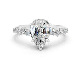 White gold Pear Cut Moissanite Cluster Side Stone Solitaire Ring with Prong Setting_24