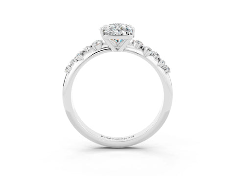 White gold Pear Cut Moissanite Cluster Side Stone Solitaire Ring with Prong Setting_27