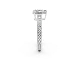 White gold Pear Cut Moissanite Engagement Ring with Milgrain Channel Set Band and Prong Setting_2