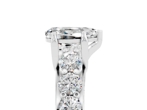 White gold Pear Cut Moissanite Engagement Ring with Pavé Band and Four-Prong Setting_5