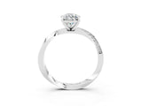 White gold Pear Cut Moissanite Engagement Ring with Side Stone Accents and Four-Prong Setting_30