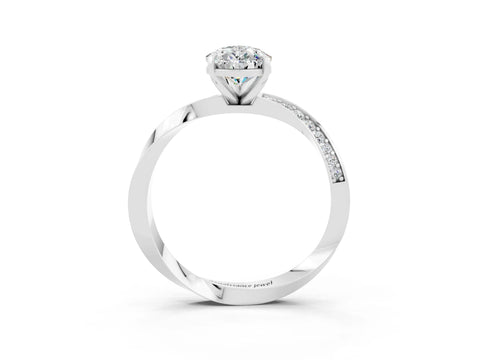 White gold Pear Cut Moissanite Engagement Ring with Side Stone Accents and Four-Prong Setting_30