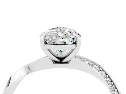 White gold Pear Cut Moissanite Engagement Ring with Side Stone Accents and Four-Prong Setting_31