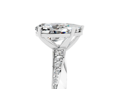 White gold Pear Cut Moissanite Engagement Ring with Side Stone Accents and Four-Prong Setting_32