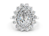 White gold Pear Cut Moissanite Floral Double Halo Engagement Ring with Prong Setting_36