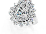 White gold Pear Cut Moissanite Floral Double Halo Engagement Ring with Prong Setting_37