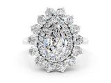White gold Pear Cut Moissanite Floral Double Halo Engagement Ring with Prong Setting_61