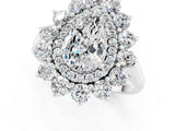 White gold Pear Cut Moissanite Floral Double Halo Engagement Ring with Prong Setting_62