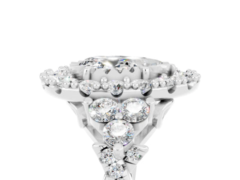 White gold Pear Cut Moissanite Halo Ring with Pavé Band and Four-Prong Setting_17