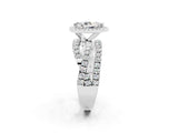 White gold Pear Cut Moissanite Halo Ring with Round Split Shank and Prong Setting_62
