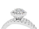 White gold Pear Cut Moissanite Halo Ring with Round Split Shank and Prong Setting_64