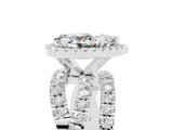 White gold Pear Cut Moissanite Halo Ring with Round Split Shank and Prong Setting_65