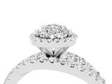 White gold Pear Cut Moissanite Halo Ring with Round Split Shank and Prong Setting_70