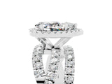 White gold Pear Cut Moissanite Halo Ring with Round Split Shank and Prong Setting_71