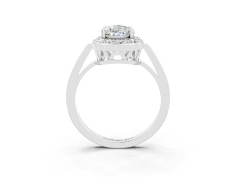 White gold Pear Cut Moissanite Halo Ring with Split Shank and Four-Prong Setting_15