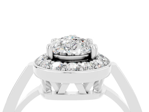 White gold Pear Cut Moissanite Halo Ring with Split Shank and Four-Prong Setting_4