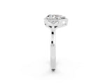 White gold Pear Cut Moissanite Halo Ring with Tapered Band and Four-Prong Setting_2
