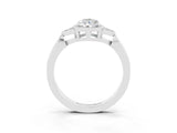 White gold Pear Cut Moissanite Halo Ring with Tapered Band and Four-Prong Setting_3