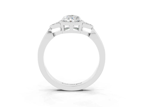 White gold Pear Cut Moissanite Halo Ring with Tapered Band and Four-Prong Setting_3