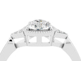 White gold Pear Cut Moissanite Halo Ring with Tapered Band and Four-Prong Setting_4
