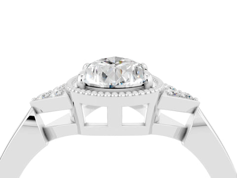 White gold Pear Cut Moissanite Halo Ring with Tapered Band and Four-Prong Setting_4