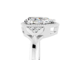 White gold Pear Cut Moissanite Halo Ring with Tapered Band and Four-Prong Setting_5
