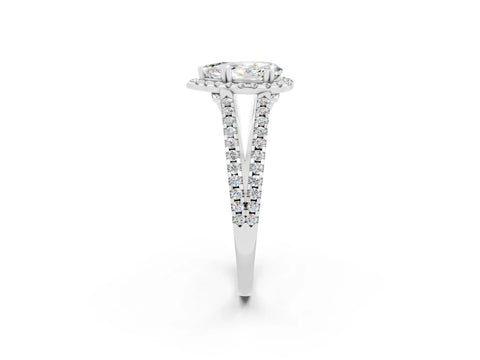 White gold Pear Cut Moissanite Halo Split Shank Engagement Ring_14