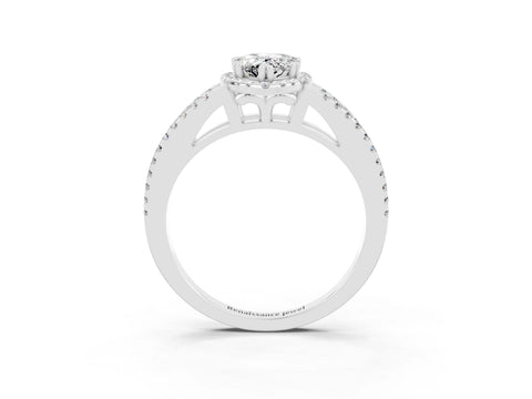 White gold Pear Cut Moissanite Halo Split Shank Engagement Ring_15