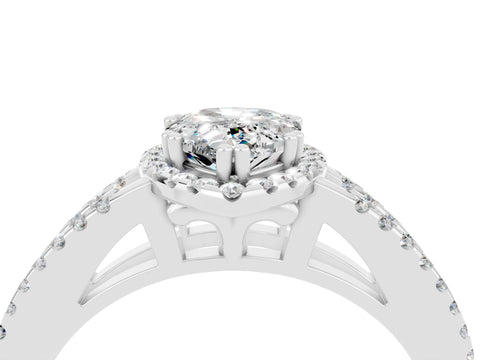 White gold Pear Cut Moissanite Halo Split Shank Engagement Ring_16