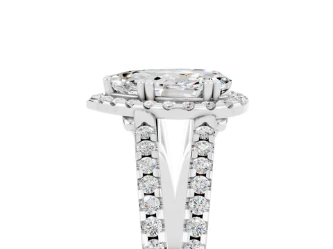 White gold Pear Cut Moissanite Halo Split Shank Engagement Ring_17