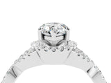 White gold Pear Cut Moissanite Halo Twist Band Solitaire Prong Setting Ring_4