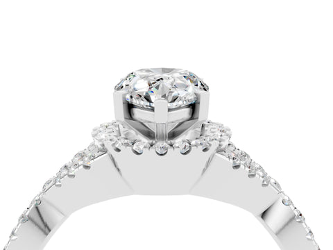White gold Pear Cut Moissanite Halo Twist Band Solitaire Prong Setting Ring_4