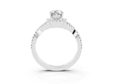 White gold Pear Cut Moissanite  Halo Twist Band Solitaire Prong Setting Ring_51