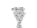White gold Pear Cut Moissanite  Halo Twist Band Solitaire Prong Setting Ring_53