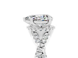 White gold Pear Cut Moissanite Halo Twist Band Solitaire Prong Setting Ring_5
