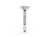 White gold Pear Cut Moissanite Milgrain Pavé Engagement Ring with Four-Prong Setting_2