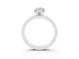 White gold Pear Cut Moissanite Milgrain Pavé Engagement Ring with Four-Prong Setting_3