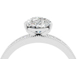 White gold Pear Cut Moissanite Milgrain Pavé Engagement Ring with Four-Prong Setting_4
