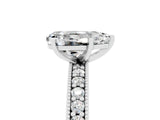 White gold Pear Cut Moissanite Milgrain Pavé Engagement Ring with Four-Prong Setting_5