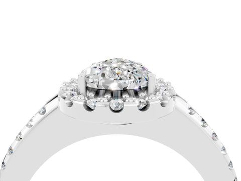White gold Pear Cut Moissanite Pavé Halo Ring with Four-Prong Setting_16