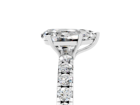 White gold Pear Cut Moissanite Pavé Solitaire Engagement Ring with Four-Prong Setting_17
