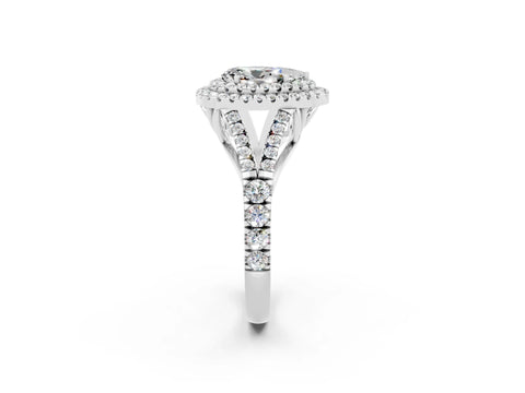White gold Pear Cut Moissanite Pavé Split Shank Double Halo Engagement Ring_14