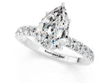 White gold Pear Cut Moissanite Pave Band Solitaire Ring with Four-Prong Setting_25