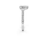 White gold Pear Cut Moissanite Pave Band Solitaire Ring with Four-Prong Setting_26