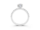 White gold Pear Cut Moissanite Pave Band Solitaire Ring with Four-Prong Setting_27