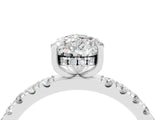 White gold Pear Cut Moissanite Pave Band Solitaire Ring with Four-Prong Setting_28