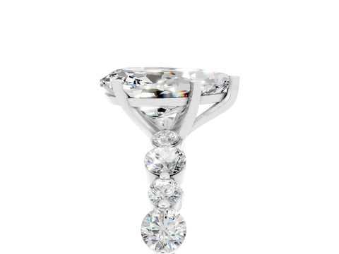 White gold Pear Cut Moissanite Prong Set Engagement Ring with Pavé Band_5