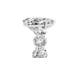 White gold Pear Cut Moissanite Prong Setting with Side Stones on a Pave Band_5