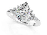 White gold Pear Cut Moissanite Ring with Side Stones and Four-Prong Setting_37